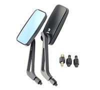 Akozon Motorcycle Rearview Mirrors Rectangular Aluminum Alloy | Handlebar Side Mirror, Aluminum Alloy Shell, Smoke Blue Glass, Adjustable Viewing Angle, Universal Fitment