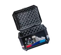 Akozon Motorcycle Top Case, 45L Large Capacity Detachable Luggage Box with 2 Keys, Made of High Strength ABS Material, Eye Catching Ice Crossing Sticker Adds a Touch, Suitable for