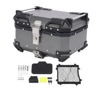 Akozon Motorcycle Top Case Aluminum Alloy Trunk Box Helmet Luggage Storage Black 25L Capacity