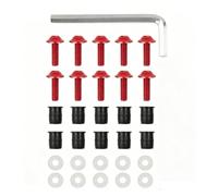 Akozon Motorcycle Windscreen Bolt Screw Kit, CNC Aluminum Alloy M5 Thread Mounting Hardware Set, Replacement Windscreen Fastener with Washers and Nuts (Red)