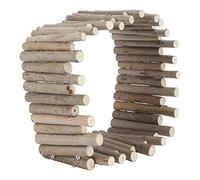 Akozon Natural Wooden Hamster Chew Toy with Bendable Metal Wire Versatile Small Animal Fence, Bridge & Tunnel For Hamsters, Mice, Lizards Safe, & (30CM Fence model)