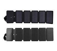 Akozon Outdoor Foldable USB Solar Charger - Efficient 75% Solar Energy Conversion, Dual Output Power Supply for Smartphones and Electronic Devices (Black)