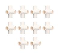 Akozon PVC Pipe Fitting 5 Way 20mm 10 PCS (White) | 3D Elbow Connector 90 Degree Right Angle Socket for Furniture Shelves Greenhouse Tent Gray Plastic