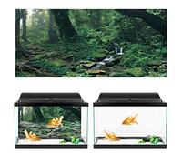 Akozon PVC Riverway Green Woods Aquarium Background Poster Sticker for Fish Tank Decoration - Self-Adhesive, & Realistic Design (61 * 41cm)