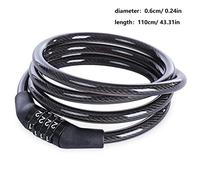 Akozon Resettable Combination Bike Lock 6mm X 1100mm Coiling Cable | 4-Digit Resettable, Coiled Steel Cable, Fits Road And Mountain Bikes, Motorcycle, Door, Fence Security