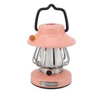 Akozon Retro Rechargeable Camping Lantern with Infinite Dimming & 3 Color Temperatures - Portable Emergency Light for Camping, Tents, and Outdoor Activities (Pink)