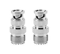 Akozon RF Coaxial Adapter, 2pcs BNC Male Plug to UHF SO239 PL-259 Female Jack Cable Connector RF Coax Aerial Adapter