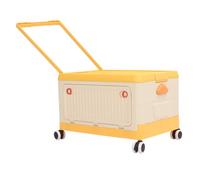 Akozon Rolling Toy Storage Organizer Bin with Lid and Wheels - Multi-Functional Trolley for Building Blocks, Books, and More - Stylish and Portable Design for (Orange)
