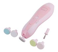 Akozon Safe Electric Baby Nail Clipper Trimmer with 6 Grinding Heads, LED Light, & 4 Speed Settings for Toes and Fingernails - Pink (Roseate)