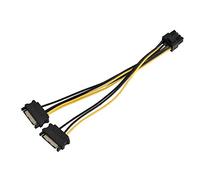 Akozon Single SATA Cable, 15 Pin Single SATA Male To 8 Power Express Power Supply Adapter Cable 0.2m Able To Video Female PCI-E PCI (Dual SATA 0.2m)