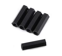 Akozon Spacer Standoff 100Pcs M3 Female Hex Threaded Spacer Standoff Black Nylon Hex Standoff Bolts Nuts Assortment Set with Plastic Box(M3*25)