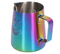Akozon Stainless Steel Latte Art Pitcher 380ml with Spout, Unique Swan Design, Brightly Colored Handle - for Coffee Lovers and Baristas (Colorful)