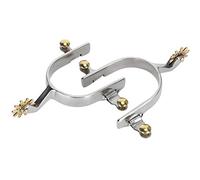 Akozon Title: 1 Pair Unisex Stainless Steel Type Spurs with Brass Button - Not, Western Style, Durable Accessories for Riders