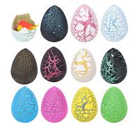 Akozon Title: 12pcs Dinosaur Incubating Growing Eggs Toy - Educational Fun for Kids, Teaches Incubation Process and Observation Skills (3 cracks mixed with 12 colors)