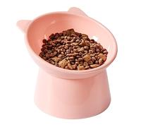 Akozon Title: Elevated Tilted Cat Food Bowl with Anti-Slip Base - Easy to Clean Pet Feeder for Small Dogs and Cats - Cute and Convenient Design (Pink)