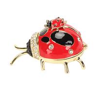 Akozon Title: Ladybug Trinket Box | Elegant Red Enamel and Crystal Hand-Painted Storage for Rings & Earrings | Vintage Jewelry Organizer & Decorative Display Box