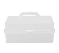Akozon Transparent Plastic Storage Box Foldable Three Layers Tool Organizer Container Case with Handle (Clear)