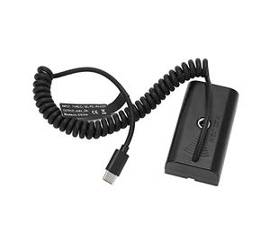 Akozon Type C Dummy Battery Power Adapter, F550, 8.4V 2A Output | DC Cable, Plastic Alloy, Monitor Fill Light Use, F570 F750 F970 Compatibility, over Voltage Protection