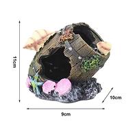 Akozon Unique Aquarium Decoration Resin Fish Hideout Shelter for Betta, Lizards, Turtles - Realistic Fish Tank Ornament (Seashell)