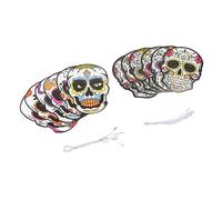 Akozon Vibrant 12-Piece Day of The Dead Full Head Mask Set, Halloween Mask with Adjustable Elastic Band for Holiday Parties, Horror Events & Decorations