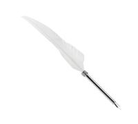 Akozon Vintage Leather Notebook & Feather Fountain Pen Set with Ink Bottle - Elegant Retro Stationery Gift Box for Writing Lovers (White)