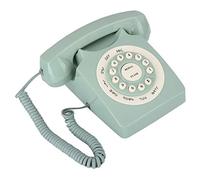 Akozon Vintage Vintage Stationary Phone with Large Transparent Buttons, High Definition Call Quality, ABS Material, Light Green Pastoral Style,