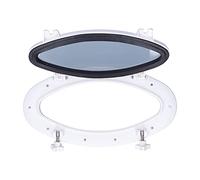 Akozon White Oval Boat Porthole with Tempered Glass 0.2in Thickness, Opening Window for Marine Yacht RV, 16 X 8 5/8in