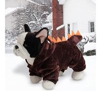 Akozon Winter Fleece Coffee Pet Dinosaur Costume for Dogs and Cats - Cozy Warm Clothing for Cold Weather, Easy to Wear and Adorable Design (S)