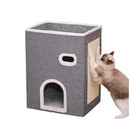 AKPHBKFG Cat cave, cat bed for indoor cats, cute cat tower cat apartment, platform cat house, cat tower with hammock, suitable for small and medium cats,Gray A,65 * 40 * 48cm