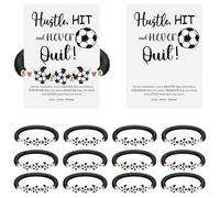 AKPMJ 12 Sets Soccer Bracelets Adjustable Clay Beaded Ball Charm Bracelet with Inspirational Card Sports Gifts for Team Lovers Players Birthday Party Favors