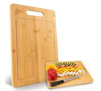 akraat® Chopping Board Bamboo Juice Groove and Handle - 40 x 30 x 1.5 cm XXL Large Reversible Chopping Board, Wooden Chopping Board, Kitchen Board, Cutting Board, Wooden Chopping Board