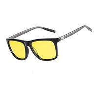 AKRAY Mens Night Driving Glasses Anti Glare for Men and Women Polarized Night Vision Glasses for Driving A387 (Black)