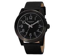 Akribos XXIV Men's Comfortable Watch - Swiss Quartz Movement with Large Clear Arabic Numerals On Cognac Canvas Over Leather Strap - AK779