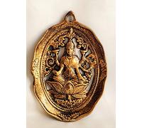 Akriti Brass Metal Lord Laxmi Frame, Laxmi Ji Wall Hanging For Entrance Door, Living Room, Decorative Wall décor; Metal Wall hanging showpiece(L*B*H - 12CM*2CM*18CM), Weight 170 Grams; Made In India