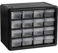Akro-Mils 10116 16-Drawer Plastic Drawer Storage Cabinet for Garage Organization, Teacher Toolbox, Makeup Organizer, and More, 26.7 cm W x 16 cm D x 21.6 cm H, Black