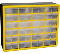 Akro-Mils 10124 24-Drawer Plastic Drawer Storage Cabinet for Garage Organization, Teacher Toolbox, Makeup Organizer, and More, 50.8 cm W x 16 cm D x 40.6 cm H, Yellow