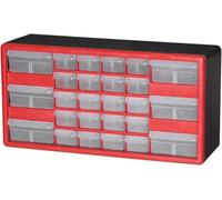 Akro-Mils 10126 26-Drawer Plastic Drawer Storage Cabinet for Garage Organization, Teacher Toolbox, Makeup Organizer, and More, 50.8 cm W x 16 cm D x 26 cm H, Red