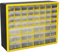 Akro-Mils 10144 44-Drawer Plastic Drawer Storage Cabinet for Garage Organization, Lego Storage, Teacher Toolbox, Makeup Organizer, and More, 20-Inch W x 6-Inch D x 16-Inch H, Yellow