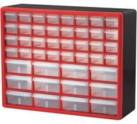 Akro-Mils 10144 44-Drawer Plastic Drawer Storage Cabinet for Garage Organization, Teacher Toolbox, Makeup Organizer, and More, 50.8 cm W x 16 cm D x 40.6 cm H, Red