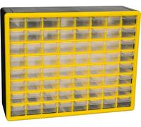 Akro-Mils 10164 64-Drawer Plastic Drawer Storage Cabinet for Garage Organization, Lego Storage, Teacher Toolbox, Makeup Organizer, and More, 50.8 cm W x 15.24 cm D x 40.64 cm H, Yellow