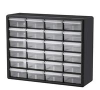 Akro-Mils 24 Cabinet 10724, Plastic Parts Storage Hardware and Craft Cabinet, (20-Inch W x 6-Inch D x 16-Inch H), Black