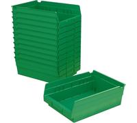 Akro-Mils 30150 Plastic Shelf Bins, Heavy Duty Storage Bins for Garage, Closet, and Drawer Organization, 30.48 cm x 16.51 cm x 10.16 cm, Green, 12-Pack