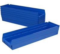 Akro-Mils 30164 24-Inch by 6-Inch by 4-Inch Plastic Nesting Shelf Bin Box, Blue, Case of 6