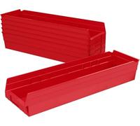 Akro-Mils 30164 24-Inch by 6-Inch by 4-Inch Plastic Nesting Shelf Bin Box, Red, Case of 6