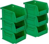 Akro-Mils 30210 AkroBins Plastic Storage Bins, Space-Saving Stackable Bins for Garage, Pantry, Craft Storage, 5x4x3 Inch, Grey, 6-Pack