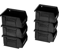 Akro-Mils 30210 AkroBins Plastic Storage Bins, Space-Saving Stackable Bins to use for Garage Organization Bins, Food Storage Bins, Snacks, and Craft Storage, 5-Inch x 4-Inch x 3-Inch, Black, 6-Pack
