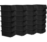 Akro-Mils 30220 Plastic Storage Stacking Akro Hanging Bin, 7-Inch by 4-Inch by 3-Inch, Black, Case of 24