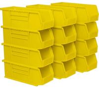 Akro-Mils 30224 AkroBins Plastic Storage Bins, Space-Saving Stackable Bins for Garage, Pantry, Craft Organization, 27.6 cm x 10.5 cm x 10.2 cm, Yellow, 12-Pack