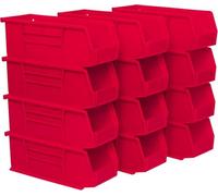 Akro-Mils 30224 AkroBins Plastic Storage Bins, Space-Saving Stackable Bins for Garage, Pantry, Craft Organization, 27.6 cm x 10.5 cm x 10.2 cm, Red, 12-Pack