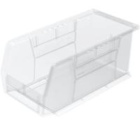 Akro-Mils 30230 AkroBins Plastic Storage Bins, Space-Saving Stackable Bins for Garage, Pantry, Craft Organization, 27.94 cm x 12.7 cm x 12.7 cm, Clear, 12-Pack